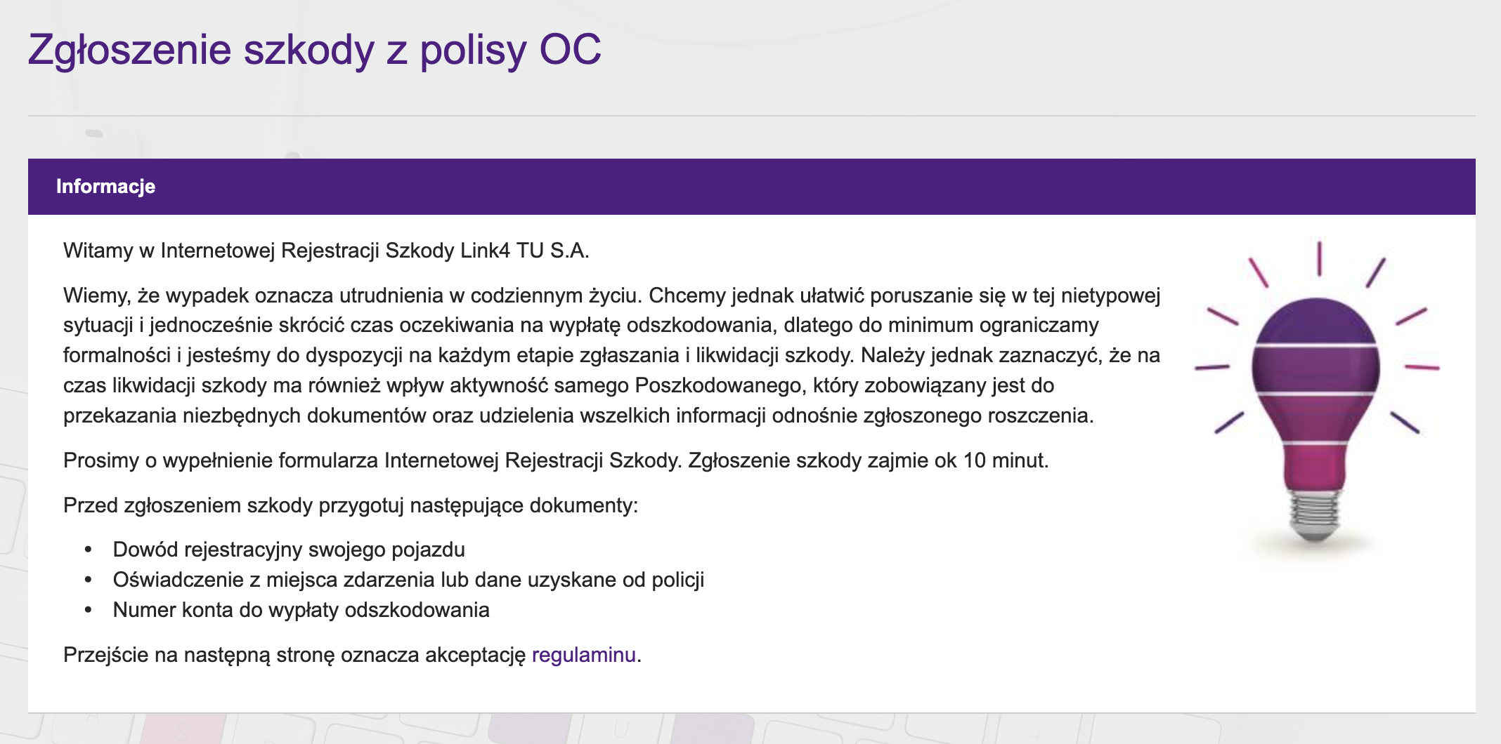 link4 regulamin zgłoszenia szkody