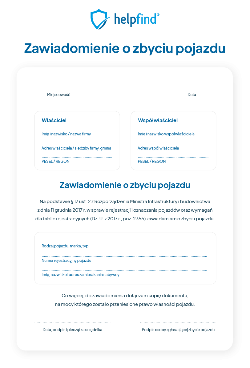 zgłoszenie zbycia pojazdu wzór pdf