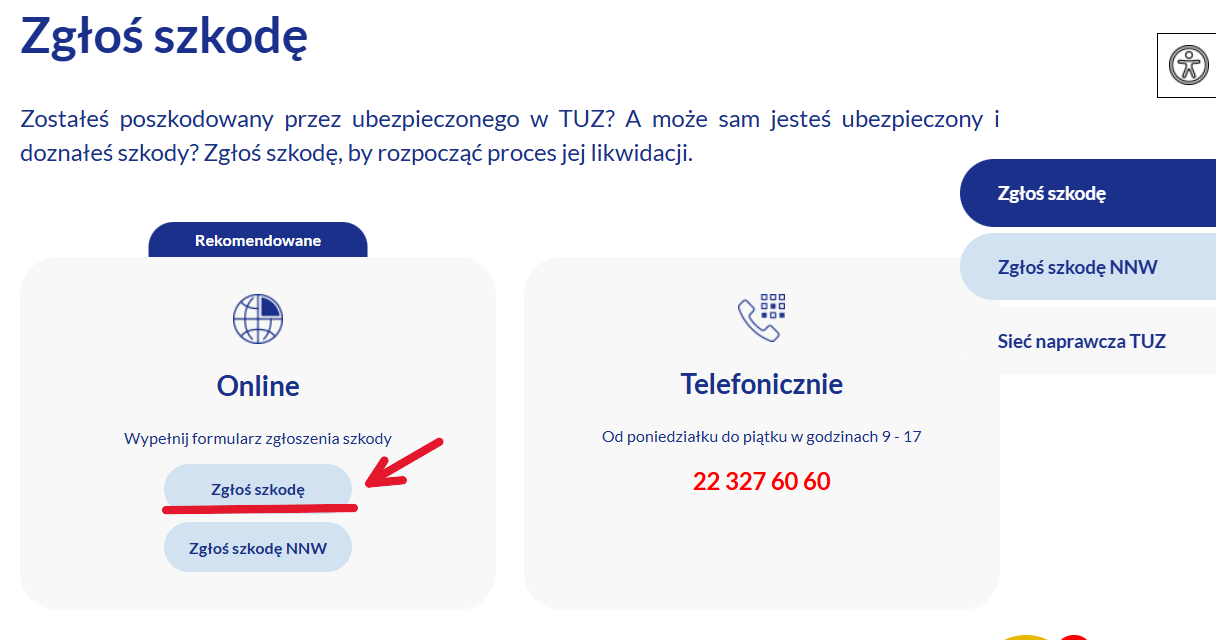 tuz tuw zgłoszenie szkody