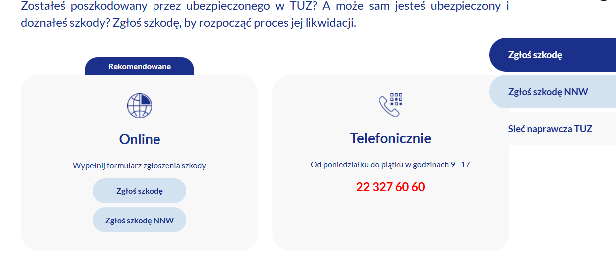 tuz tuw zgłoszenie szkody