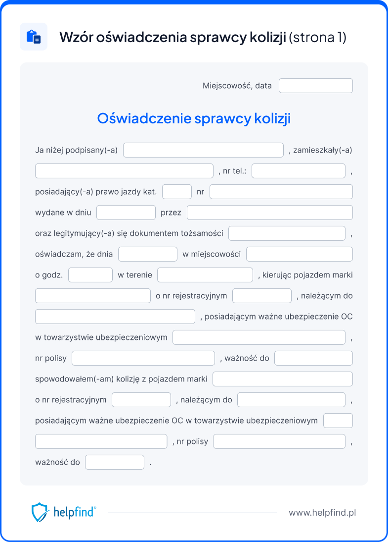 oświadczenie sprawcy szkody parkingowej pdf