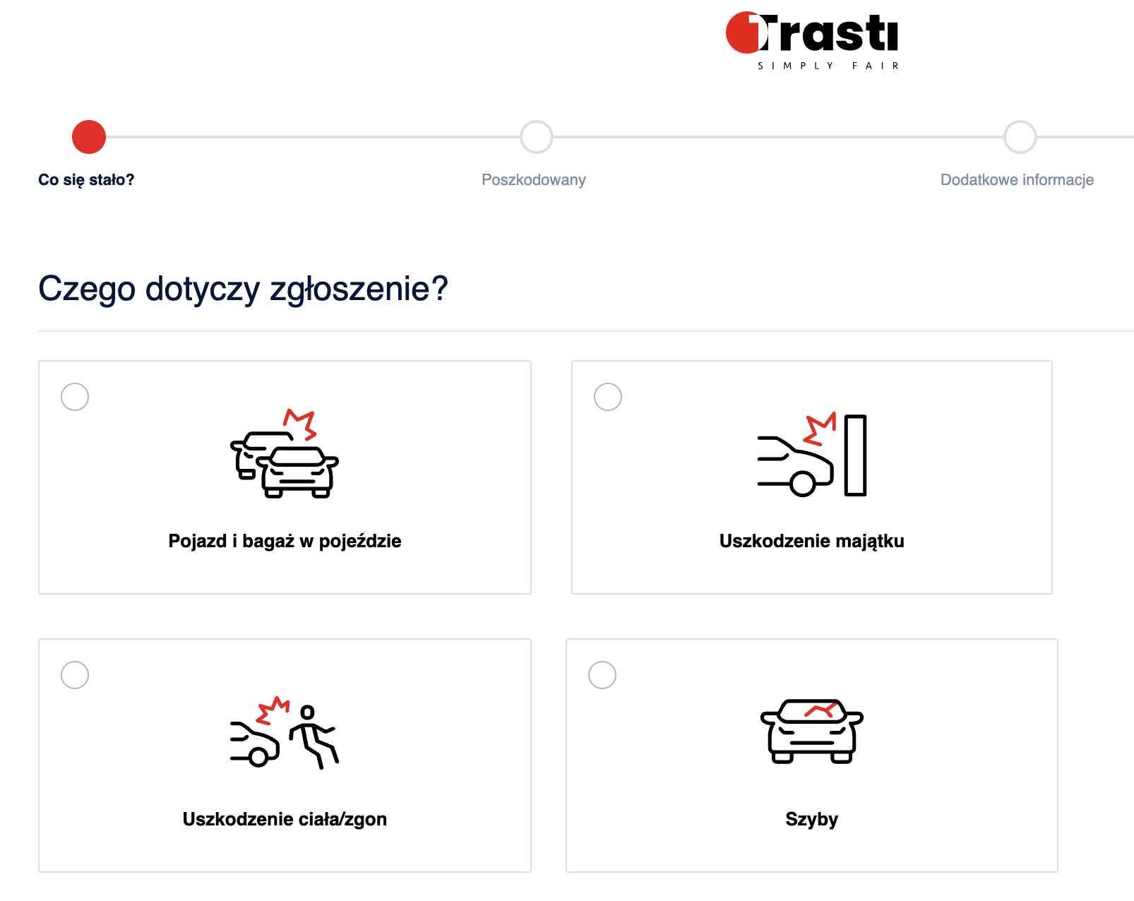 trasti zgłoszenie szkody